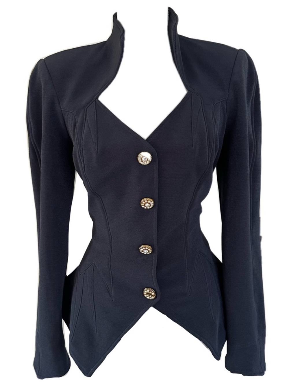 Tadashi Shoji Black Tailored Jacket with Decorative Buttons